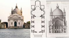 two drawings of different architectural styles and sizes