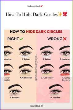 Makeup_Makeup Look_Makeup Guide_Dark Circles #makeupoftheday #makeuplover #dark #darkcirclesundereyes How To Correct Dark Circles Under Eyes, How To Hide Dark Circles, Hide Dark Circles With Makeup, Brighten Eyes, Dark Circles Makeup, Skin And Makeup, Feminine Makeup, Red Carpet Makeup, Glasses Of Wine