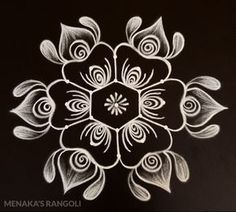 a drawing of a flower on a black background