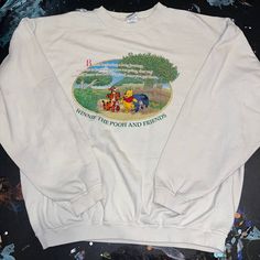 Brand: The Disney Store Color: Cream Size: Xl Condition: Gently Used - Good Please Note: Color May Vary Slightly Due To Screen And Lighting. All Items, Unless Marked Nwt, Are Gently Used And May Have Signs Of Wear. Vintage Items Are 20-40 Years Old!!! We Try To Call Out Any Flaws/Imperfections In The Description. Please View All Photos For Condition And Feel Free To Message Me For More Pictures Or Measurements. Please Wash All Items Prior To Wear. Want This Piece For A Lower Price? Then, Shop My Lilo And Stitch Hoodie, Star Wars Hoodie, Stitch Hoodie, Mickey Mouse Sweatshirt, Vintage Winnie The Pooh, Disney Sweaters, Shirts Vintage, Hoodie Xxl, Yellow Sweatshirt