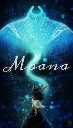 the cover to moana, with an image of a woman holding a staff in her hand