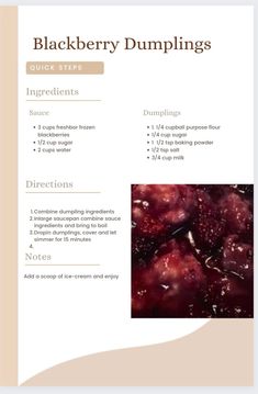 the recipe for blackberry dumplings is shown