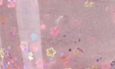 the inside of a plastic container filled with confetti and sprinkles