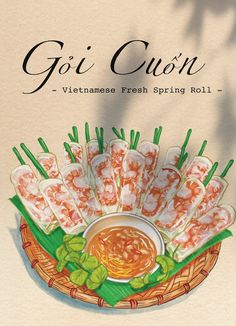 the cover of goi cuon vietnamese fresh spring roll with shrimp and dipping sauce