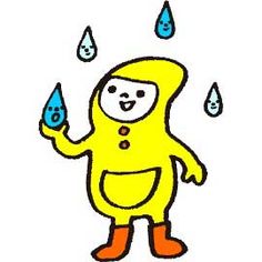 a drawing of a person in a yellow rain suit