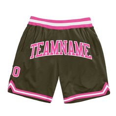 Custom Olive Pink-White Authentic Throwback Salute To Service Basketball Shorts Blue Football, St. Patricks Day, Orange Texas, Salute To Service, Alpha Kappa Alpha, Sports Fashion, Sleeveless Crop Top, Basketball Shorts, Pink Shorts