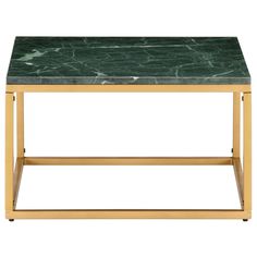 a green marble top coffee table with gold legs