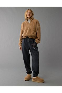 Soft cotton blend/Elasticized waist with drawstring/Elasticized hems Sweat Pants Hoodie Outfit, Sweat Pants And Hoodie Outfit, Sporty Brown Sweatpants For Loungewear, Brown Relaxed Fit Sweatpants For Loungewear, Cozy Full-length Relaxed Fit Sweatpants, Brown Leisure Sweatpants With Pockets, Brown Sweat Set, Printed Sweatpants, Hoodie Outfit