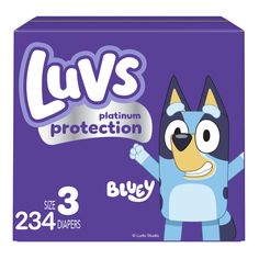 LUVS PLATINUM DIAPERS, SIZE 3, 234 CT. | Luvs Platinum Protection Baby Diapers (Select Size), Bluey Design, 3 Turn Blue, Fun Patterns, Training Pants, Cool Patterns, Platinum, Best Friends, Size 2, Parenting, Feelings