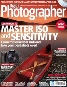 a magazine cover with a red canoe and camera on the front, which reads digital photographer how to master iso and creativity learn this essential skill and take your best shots ever