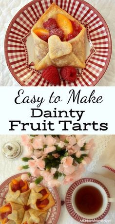 easy to make dairy fruit tarts recipe on a red and white plate