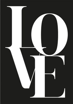 the word love is written in white on a black background, and it appears to be made