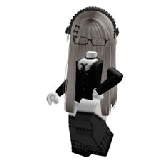 a lego figure with long hair and glasses on it's head, standing in front of a white background