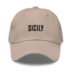 "Sicily Italy embroidered dad hat with stitched letters to represent your coastal AIRBNB / VRBO / STR, vacation, or home. 🧢 Looking for a different hat style, hat color, embroidery thread color, or code/initials? Check out our custom options for adults and kids: ➡️ https://www.etsy.com/shop/CustomCoastalCo?section_id=37850010 Dad hats aren't just for dads. This one's got a low profile with an adjustable strap and curved visor. ⚡️ 100% chino cotton twill ⚡️ Green Camo color is 35% chino cotton twill, 65% polyester ⚡️ Unstructured, 6-panel, low-profile ⚡️ 6 embroidered eyelets ⚡️ 3 ⅛\" (7.6 cm) crown ⚡️ Adjustable strap with antique buckle ⚡️ Blank product sourced from Vietnam or Bangladesh CARE INSTRUCTIONS for longest life: 💦 Machine wash inside out on cold/gentle setting with similar co Nice T Shirts, Martini Bachelorette, Caleb Williams, They Always Come Back, Dad Cap, Camo Colors, Espresso Martini, Dad Caps, Embroidered Hats