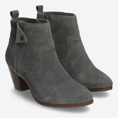 The Diba Sophia Suede Bootie Is A Stylish Way To Elevate Your Look. With A Padded Footbed, Inside Zip Closure, These Booties Are Comfortable And Practical. Pair Them With Jeans And A Cozy Sweater For A Casual Look. Dark Grey Heel Height 2.5" Shoe Closure Zipper Brand New W Tag - No Box Casual Closed Toe Booties For Work, Casual Low Heel Booties With Buckle, Casual Gray Heels, Casual Low Heel Booties With Buckle Closure, Casual Suede Booties For Work, Casual Closed Toe Boots With Heel Tab, Western Shoes, Short Leather Boots, Grey Heels