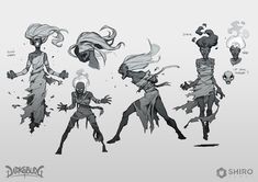 the concept art for an upcoming animated film is shown in black and white, with different poses