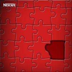 a red puzzle piece with the missing piece in it's center and an image of a