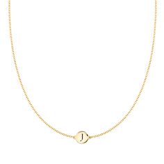 Clean lines and high shine make this monogrammed gold disc necklace a modern classic. An elegant single initial engraved on both sides of a solid 14k gold circular disc catches and reflects the light. Perfect for everyday wear - lightweight enough to sleep in and never take off. A staple for your everyday wardrobe - it Luxury Elegant Initials Necklace, Letter J Necklace, J Initial Necklace, J Necklace, Gold Disc Necklace, Rings Ideas, Gold Disc, Letter J, Disc Necklace