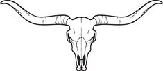 the longhorn skull is shown in black and white