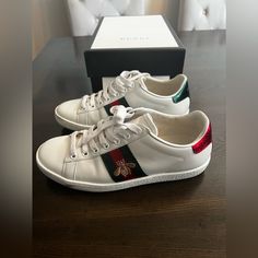 Excellent Condition Fits Women Us 6.5 Box, Dust Bag, Gucci Envelope And Cards Included Designer Gucci Sneakers With Embroidered Logo, Gucci Low-top Custom Sneakers For Sports, Gucci Low-top Sneakers With Logo, Gucci Custom Lace-up Sneakers With Embroidered Logo, Gucci Shoes Women, Gucci Custom Low-top Sneakers With Embroidered Logo, Gucci Shoes, Womens Shoes Sneakers, Dust Bag