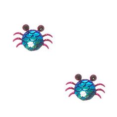 Mermaid Crab Stud Earrings, Blue Stud Earrings, Mermaid Print, Mermaid Inspired, Mermaid Coloring, Jewelry Blue, Blue Jewelry, Earring Jewelry, Earrings Blue, Black Rhinestone