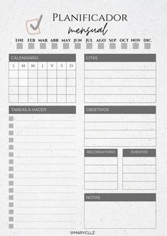 a printable planner with the words planificador in spanish, and an image of a