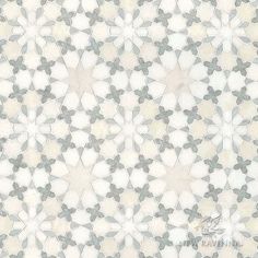 a white and gray tile pattern with stars