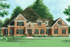 this is an artist's rendering of the front elevation of these luxury home plans