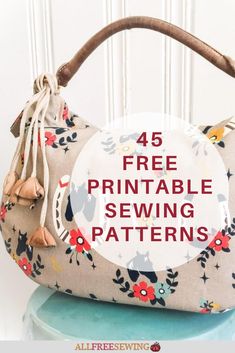 a handbag with the words free printable sewing patterns on it sitting on top of a table