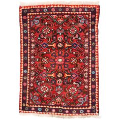 76129 vintage Persian Hamadan rug for kitchen, bathroom, foyer or entry rug 02'00 x 02'11. This hand knotted wool vintage Persian Hamadan rug with Jacobean style features a small floral medallion surrounded by an all-over Herati pattern floating on a field of scarlet red. The vintage Hamadan accent rug features a Classic border composed of color roundel flowers alternating with X-marks. From warming up modern interiors and adding panache to formal areas, this small Persian rug seamlessly blends Spanish Style Decor, Swedish Farmhouse, Jacobean Style, Storybook House, Entry Kitchen, Rug For Kitchen, Tudor Style, Spanish Revival, Traditional English