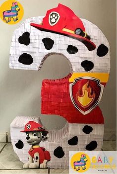 a paper mache shaped like a fireman's number