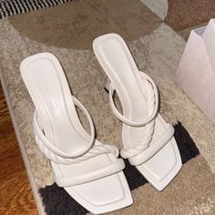 White Sandals Only Worn For Two Hours - Box And Dust Bag Included Chic Off-white Sandals With Padded Heel, White Jimmy Choo Heels, Chic White Sandals With 4-inch Heel, Jimmy Choo White Sandals, White Sandals, Jimmy Choo Shoes, Women's Shoes Sandals, Jimmy Choo, Shoes Sandals