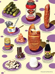 an image of different types of food on display