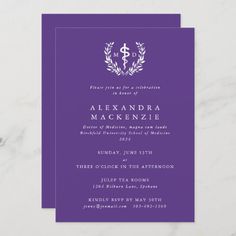 an elegant purple and white wedding card