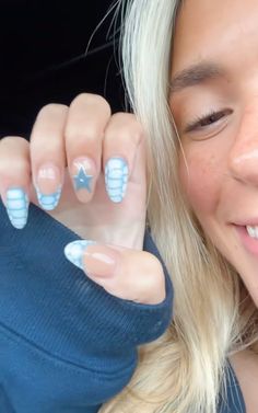 Nail Inspo Non Acrylic, Beachy Simple Nails, Coastal Nail Ideas, Short Almond Nail Inspo Summer, Nails 2024 Simple, Nail Ideas Acrylic Blue, Summer Nails Aura, Utah Girl Nails, Utah Nails Designs