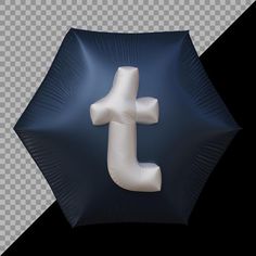 an inflatable balloon shaped like the letter j on a black and white background