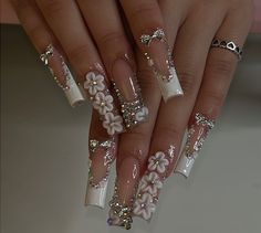 White Nails Set, White Nails Square, White Nail Set, Special Occasion Nails, Vacation Nails Summer, Nails Hoco, Sweet 16 Nails, Quince Nails, Hoco Nails