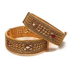 Indian Pakistani Traditional Gold Plated Openable Bridal Party Bangles - Duel On Jewel Pakistani Traditional, Pakistani Earrings, Multi Gemstone Bracelet, Wedding Gold, Bangle Bracelet Set, Jewelry Lookbook, Pakistani Bridal, Jewelry Outfit, Bangle Set