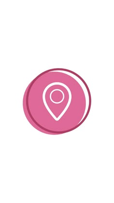 a pink circle with a pin on it and a map marker in the center is shown