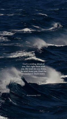 the ocean with waves and a bible verse