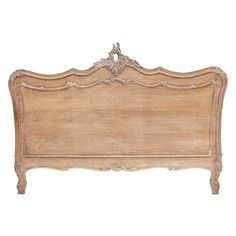 an old wooden bed with ornate carvings on the headboard and foot board, isolated against a white background