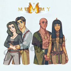 an image of two people standing next to each other in front of the word mummy