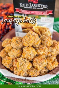 cheddar bay sausage balls on a plate