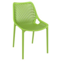 a green plastic chair on a white background