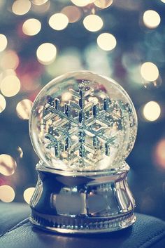 a snow globe sitting on top of a table