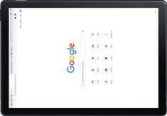 the google logo is displayed on an ipad