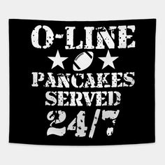 a black and white poster with the words o - line pancakes served 24 / 7