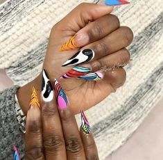 Afrocentric Nail Designs, Pucci Nail Design, Outrageous Nail Art, Third Eye Chakra Nail Art, Psychadelic Nails Acrylic, Strawberry Nail Art, Neon Acrylic Nails, Magic Nails, Nail Stamper