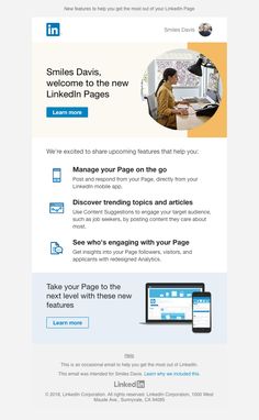 the landing page for linkedin pages