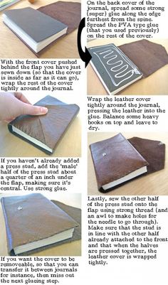 instructions for how to make a leather bound book